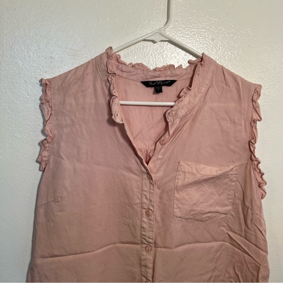 Velvet Heart Sleeveless Button Down Blouse Light Pink L - Picture 3 of 11
